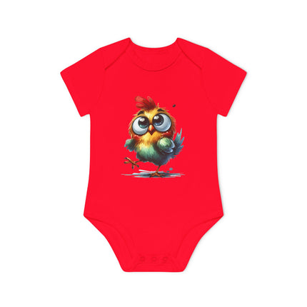 SnuggleNest Organic Baby Bodysuit (Short Sleeves) Chicken