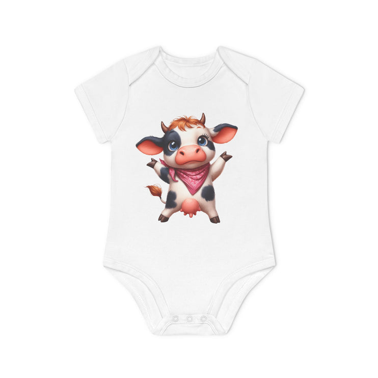 SnuggleNest Organic Baby Bodysuit (Short Sleeves) Cow