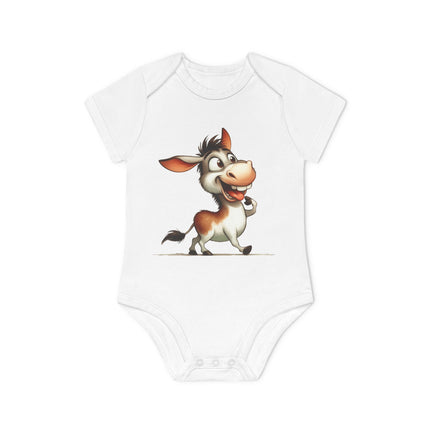 SnuggleNest Organic Baby Bodysuit (Short Sleeves) Donkey