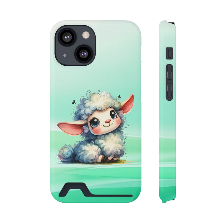 EnchantGuard Phone Case with Card Holder: Style Meets Functionality - Sheep