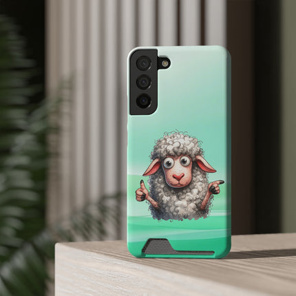 EnchantGuard Phone Case with Card Holder: Style Meets Functionality - Sheep