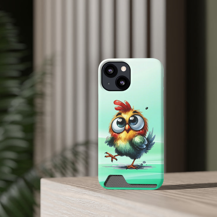 EnchantGuard Phone Case with Card Holder: Style Meets Functionality - Chicken