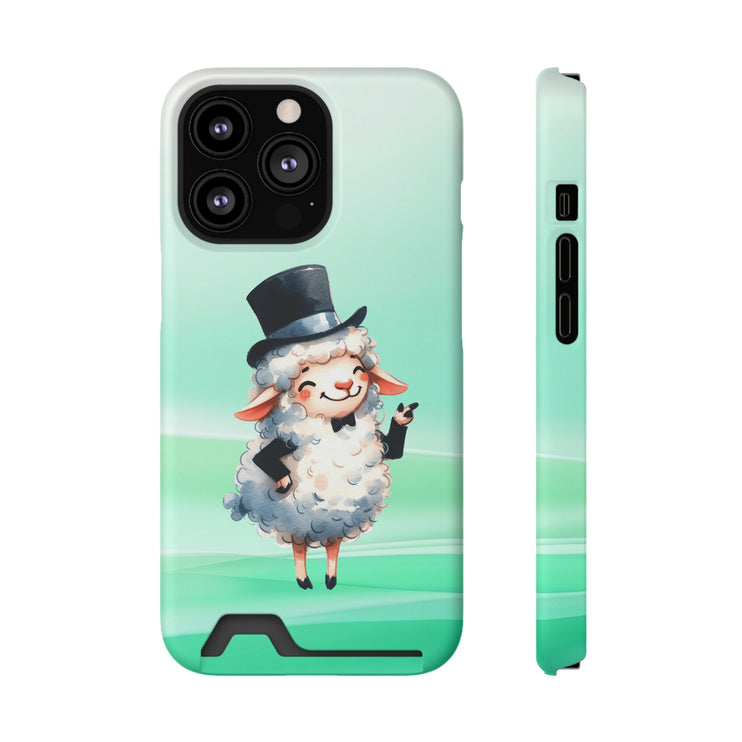 EnchantGuard Phone Case with Card Holder: Style Meets Functionality - Sheep