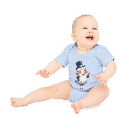 SnuggleNest Organic Baby Bodysuit (Short Sleeves) Sheep