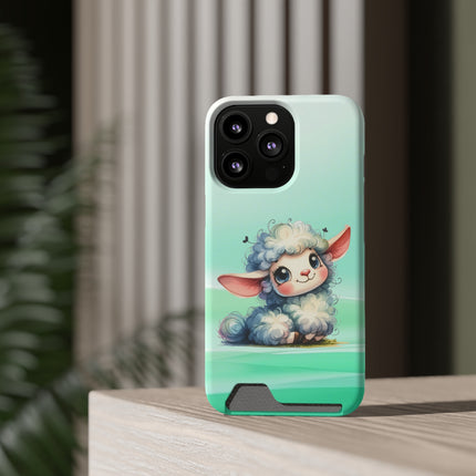 EnchantGuard Phone Case with Card Holder: Style Meets Functionality - Sheep