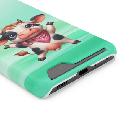 EnchantGuard Phone Case with Card Holder: Style Meets Functionality - Cow