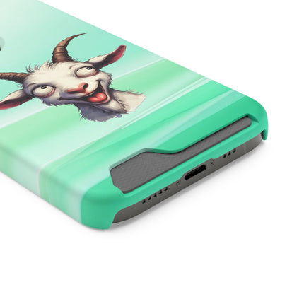 EnchantGuard Phone Case with Card Holder: Style Meets Functionality - Goat