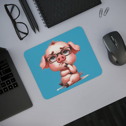 WhimsyWonder Masa Mouse Pad: Çalışma Alanınız İçin Kişiselleştirilmiş Cazibe - Gözlüklü Oturan Domuz