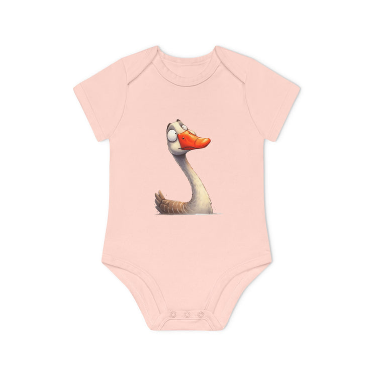 SnuggleNest Organic Baby Bodysuit (Short Sleeves) Swan