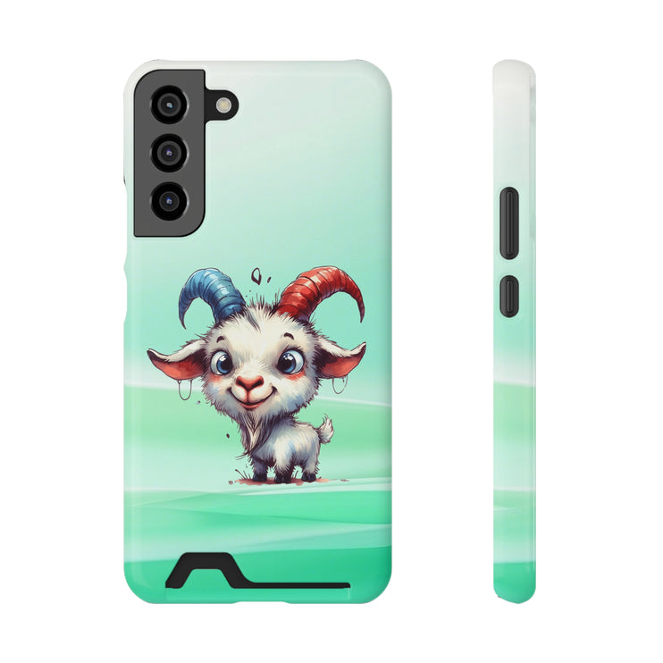 EnchantGuard Phone Case with Card Holder: Style Meets Functionality - Goat