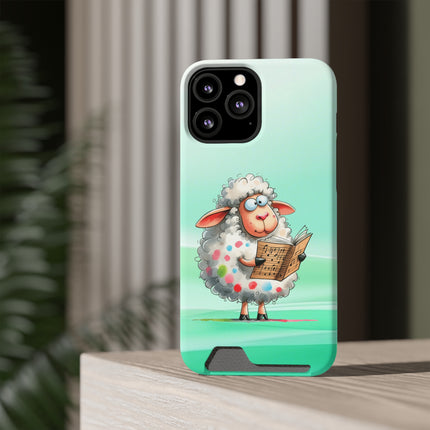 EnchantGuard Phone Case with Card Holder: Style Meets Functionality - Sheep