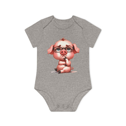 SnuggleNest Organic Baby Bodysuit (Short Sleeves) Pig