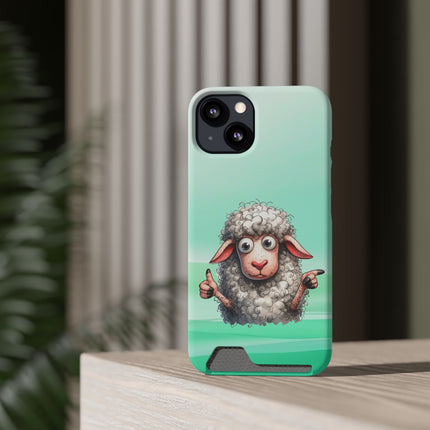 EnchantGuard Phone Case with Card Holder: Style Meets Functionality - Sheep