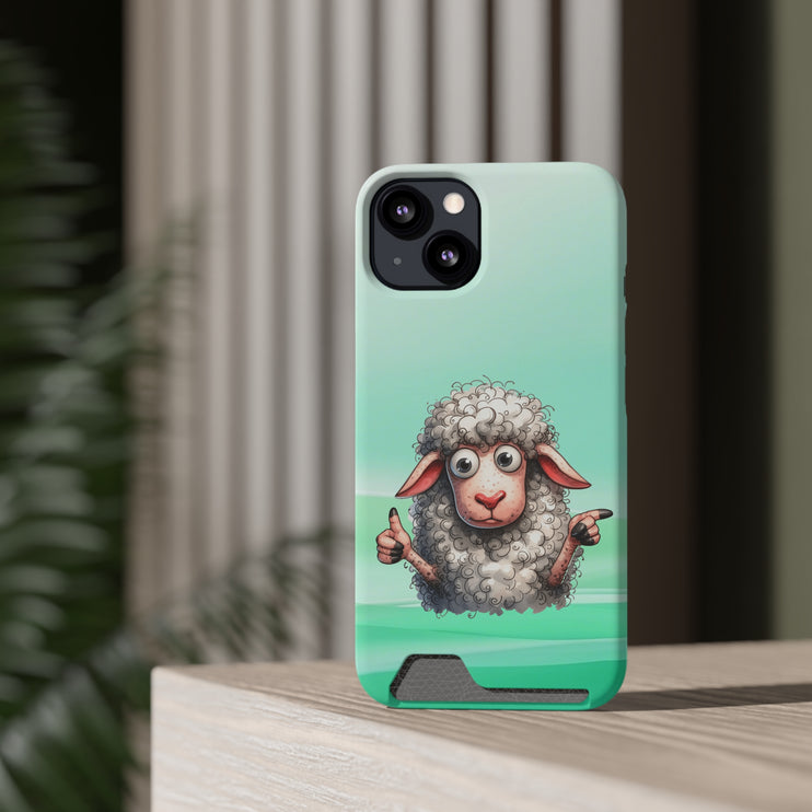 EnchantGuard Phone Case with Card Holder: Style Meets Functionality - Sheep