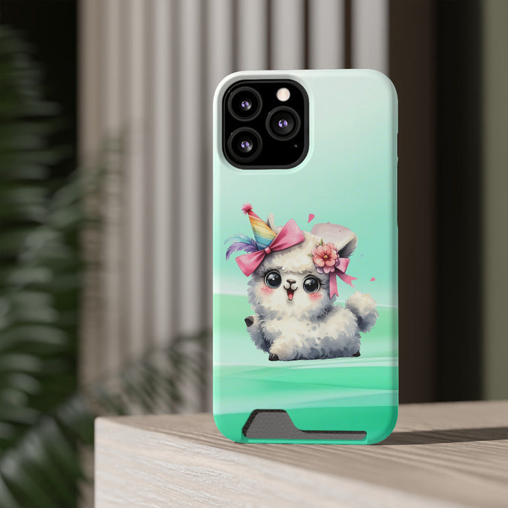 EnchantGuard Phone Case with Card Holder: Style Meets Functionality - Sheep