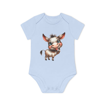 SnuggleNest Organic Baby Bodysuit (Short Sleeves) Donkey