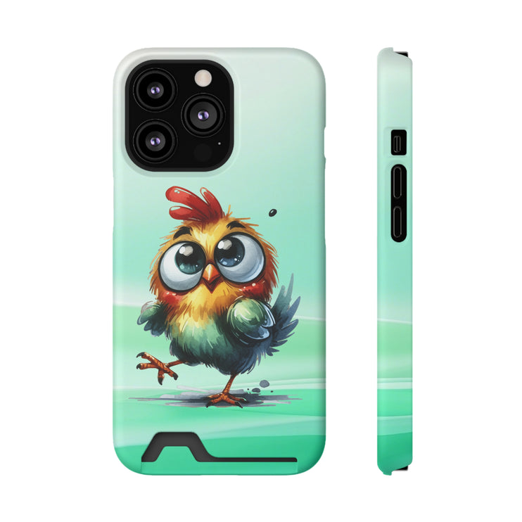 EnchantGuard Phone Case with Card Holder: Style Meets Functionality - Chicken