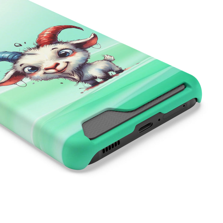 EnchantGuard Phone Case with Card Holder: Style Meets Functionality - Goat