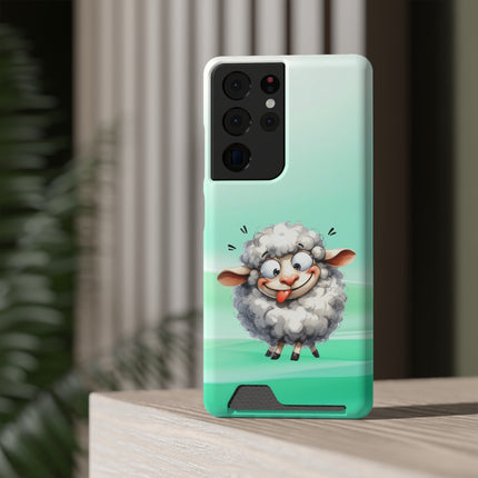 EnchantGuard Phone Case with Card Holder: Style Meets Functionality - Sheep