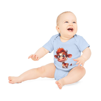 SnuggleNest Organic Baby Bodysuit (Short Sleeves) Cow