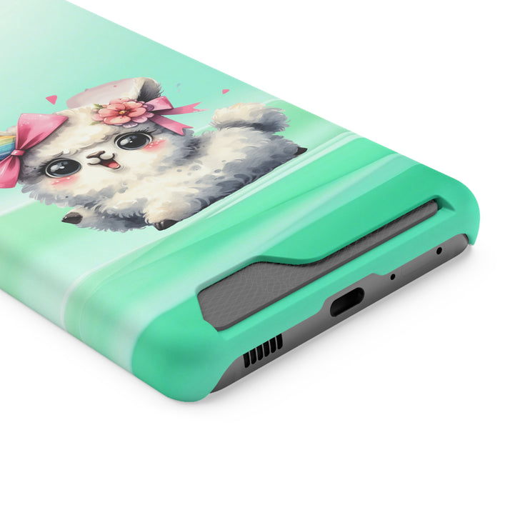 EnchantGuard Phone Case with Card Holder: Style Meets Functionality - Sheep