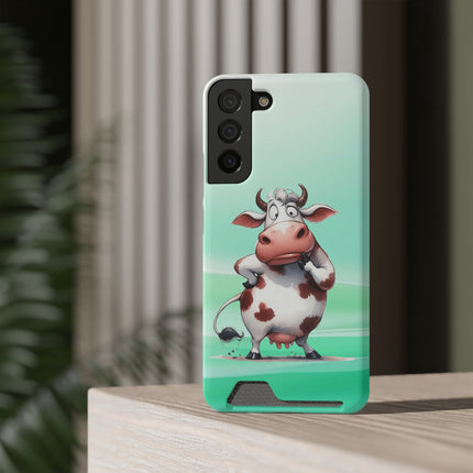 EnchantGuard Phone Case with Card Holder: Style Meets Functionality - Cow