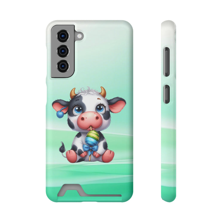 EnchantGuard Phone Case with Card Holder: Style Meets Functionality - Cow