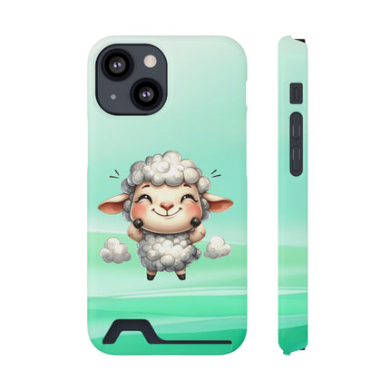 EnchantGuard Phone Case with Card Holder: Style Meets Functionality - Sheep