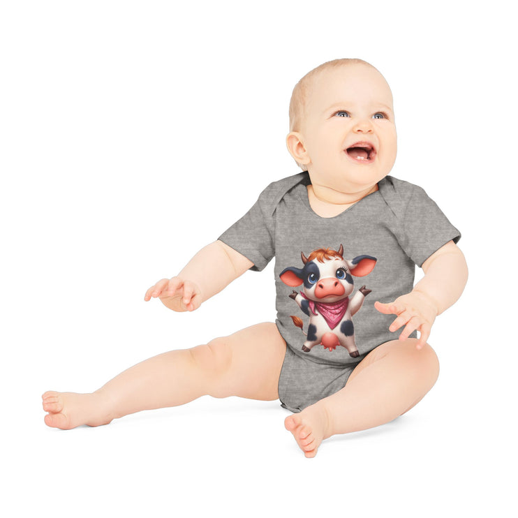 SnuggleNest Organic Baby Bodysuit (Short Sleeves) Cow