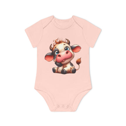 SnuggleNest Organic Baby Bodysuit (Short Sleeves) Cow