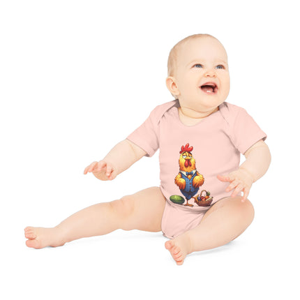 SnuggleNest Organic Baby Bodysuit (Short Sleeves) Rooster