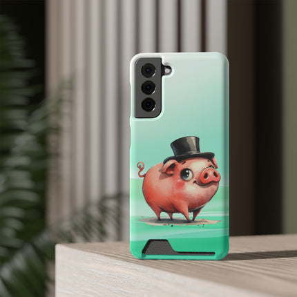 EnchantGuard Phone Case with Card Holder: Style Meets Functionality - Pig