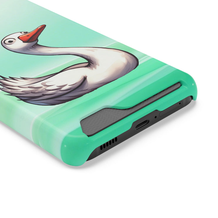 EnchantGuard Phone Case with Card Holder: Style Meets Functionality - Swan