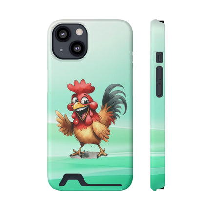 EnchantGuard Phone Case with Card Holder: Style Meets Functionality - Rooster