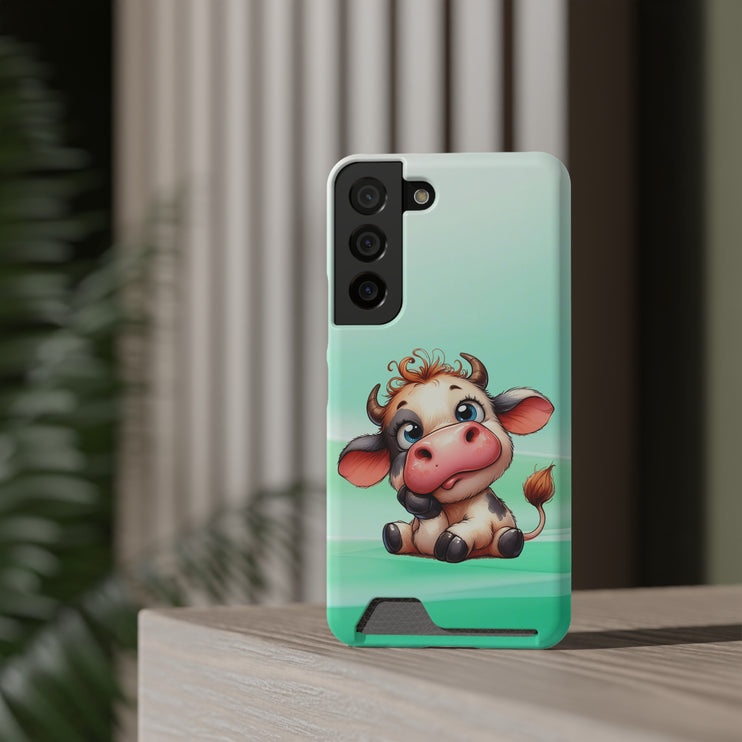 EnchantGuard Phone Case with Card Holder: Style Meets Functionality - Cow