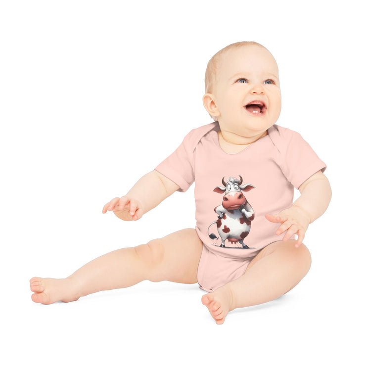 SnuggleNest Organic Baby Bodysuit (Short Sleeves) Cow