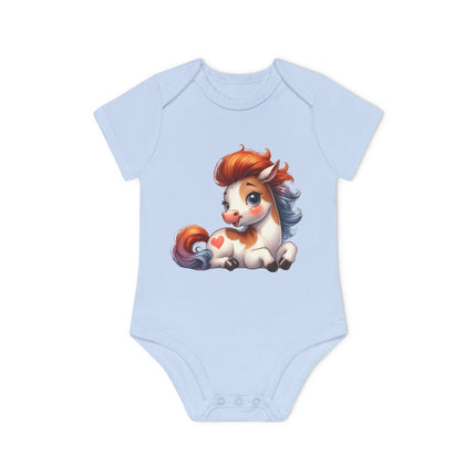 SnuggleNest Organic Baby Bodysuit (Short Sleeves) Horse