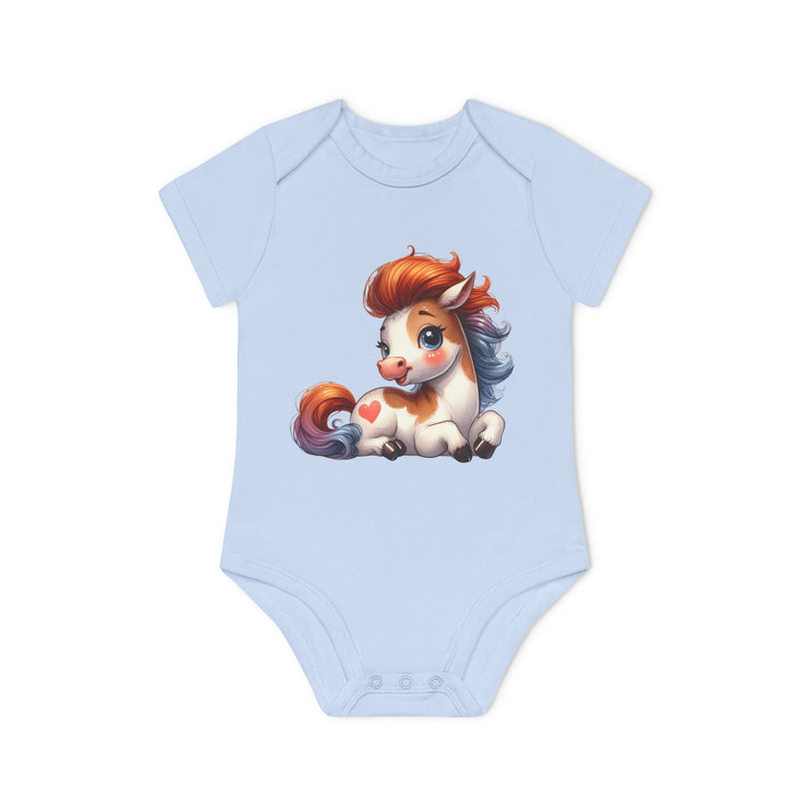 SnuggleNest Organic Baby Bodysuit (Short Sleeves) Horse