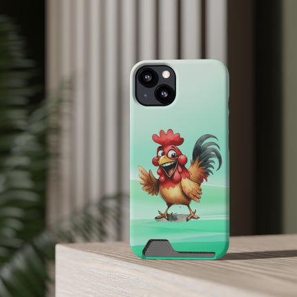 EnchantGuard Phone Case with Card Holder: Style Meets Functionality - Rooster