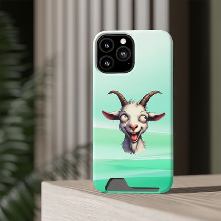 EnchantGuard Phone Case with Card Holder: Style Meets Functionality - Goat