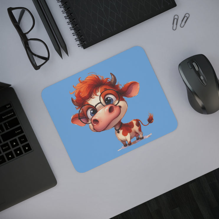 WhimsyWonder Desk Mouse Pad: Εξατομικευμένη γοητεία για το χώρο εργασίας σας - Χαριτωμένη αγελάδα σε γυαλιά