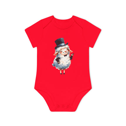 SnuggleNest Organic Baby Bodysuit (Short Sleeves) Sheep