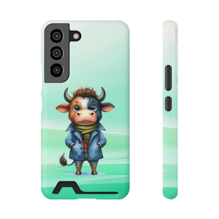 EnchantGuard Phone Case with Card Holder: Style Meets Functionality - Cow