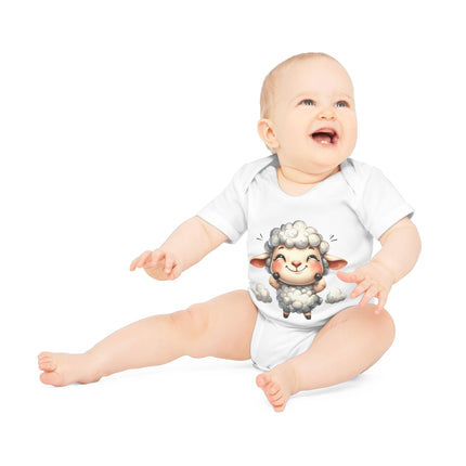 SnuggleNest Organic Baby Bodysuit (Short Sleeves) Sheep