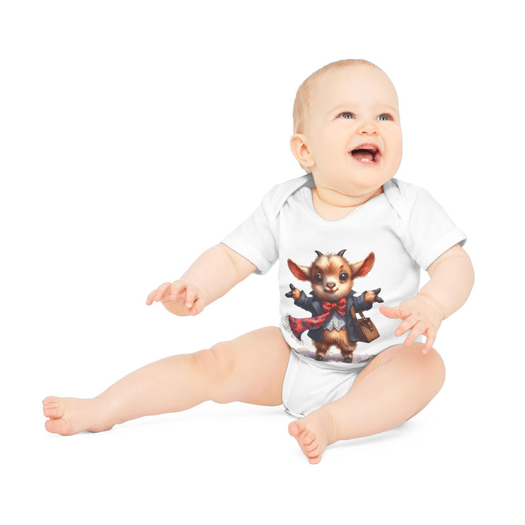 SnuggleNest Organic Baby Bodysuit (Short Sleeves) Goat