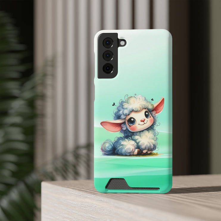 EnchantGuard Phone Case with Card Holder: Style Meets Functionality - Sheep