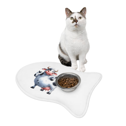 CharmPaws Pet Feeding Mats: Keep Mealtime Mess-Free & Stylish! - Cow