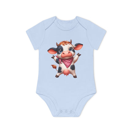 SnuggleNest Organic Baby Bodysuit (Short Sleeves) Cow