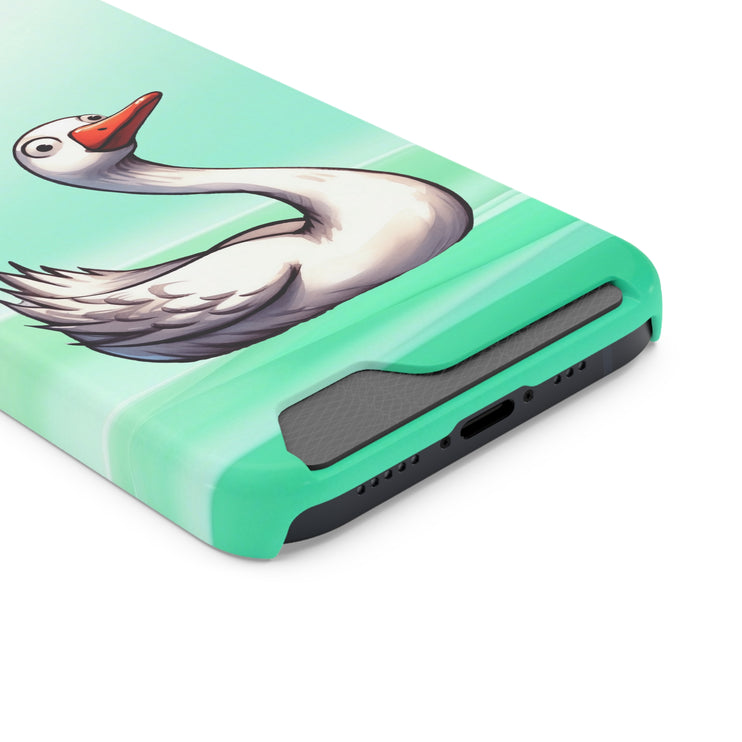 EnchantGuard Phone Case with Card Holder: Style Meets Functionality - Swan