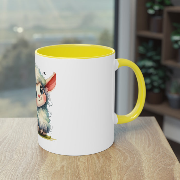 Harmony Two-Tone Coffee Mug: Sip in Style, Revel in Comfort - Sheep